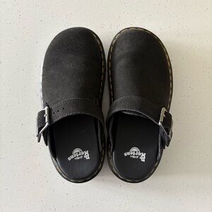 Dr. Martens Black Zebzag Suede Clogs Mules